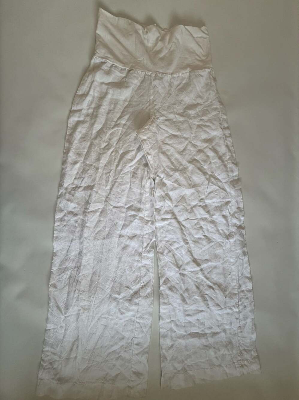 Green Dragon White Linen Blend Pants M Wide Leg Boho Coastal Casual